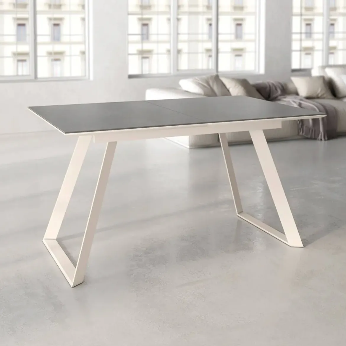 Mesa Sena Extensible de 140 cm de Porcelana con Estructura Marfil BOGAL CNG086M