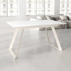 Mesa Sena Extensible de 140 cm de Porcelana con Estructura Marfil BOGAL CNG086M