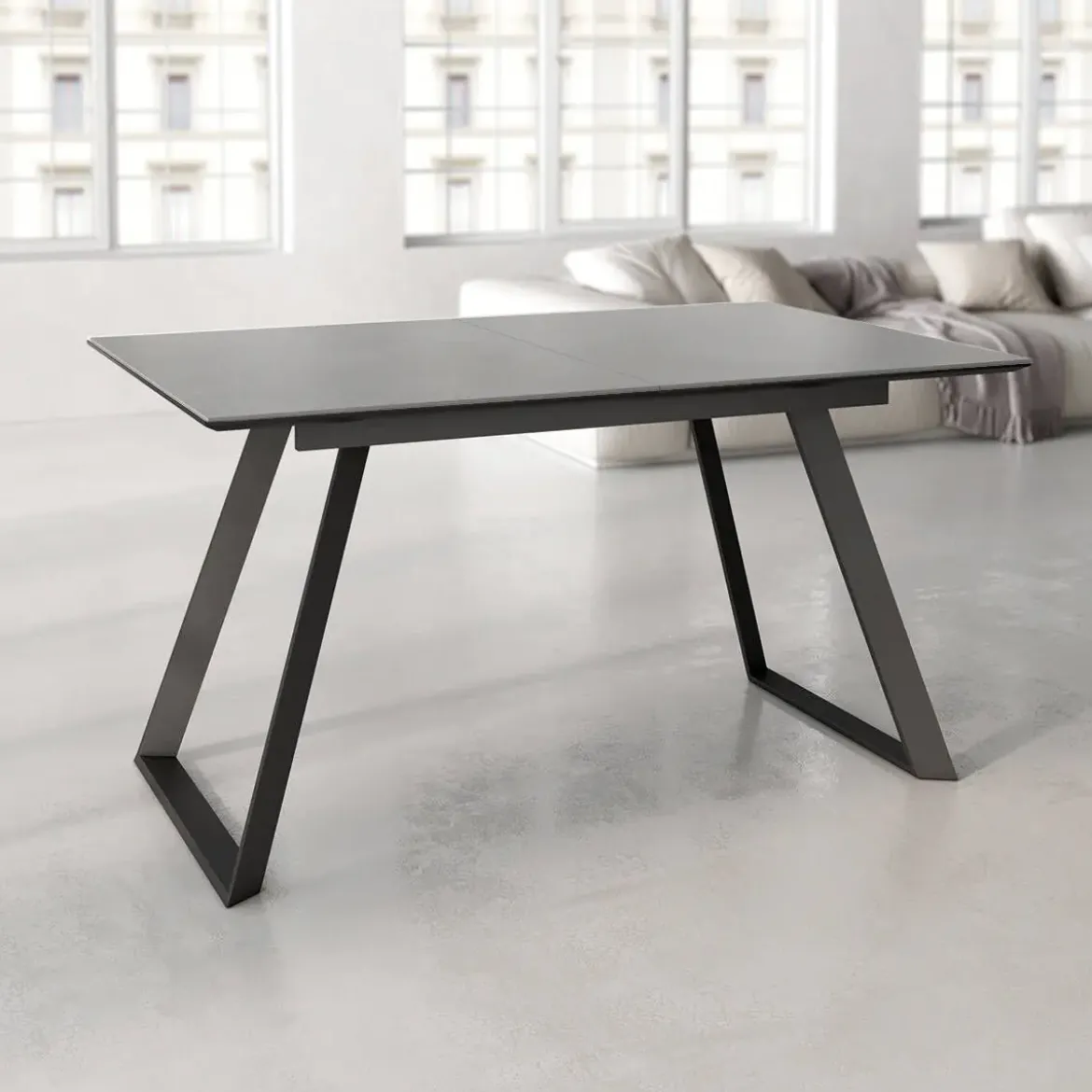 Mesa Sena Extensible de 140 cm de Porcelana con Estructura Negra BOGAL CNG086N