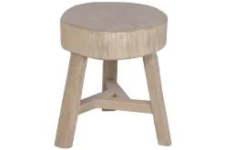 Mesita Auxiliar Redonda de Madera de Olmo Macizo Natural MB-226319