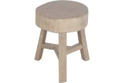 Mesita Auxiliar Redonda de Madera de Olmo Macizo Natural MB-226319