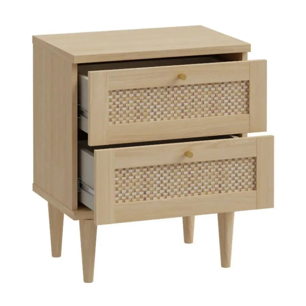 Mesita de Noche 2 Cajones en Roble Elegancia y Tecno Ratán CALASETTA CQSK111-D95D