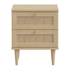 Mesita de Noche 2 Cajones en Roble Elegancia y Tecno Ratán CALASETTA CQSK111-D95D