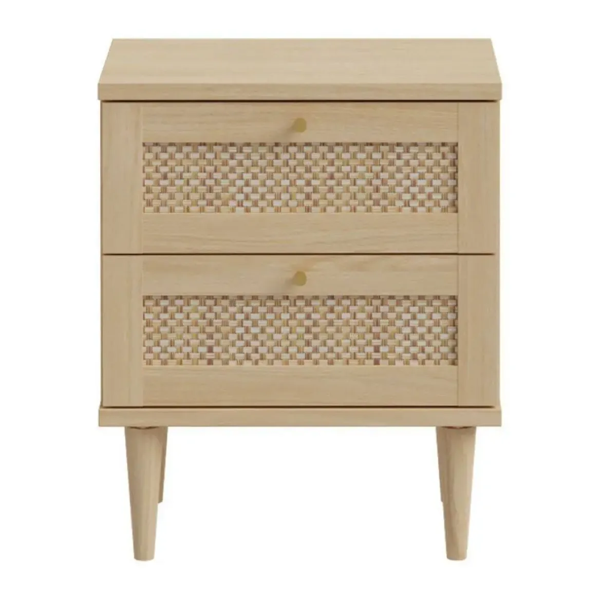 Mesita de Noche 2 Cajones en Roble Elegancia y Tecno Ratán CALASETTA CQSK111-D95D