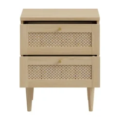 Mesita de Noche 2 Cajones en Roble Elegancia y Tecno Ratán CALASETTA CQSK111-D95D