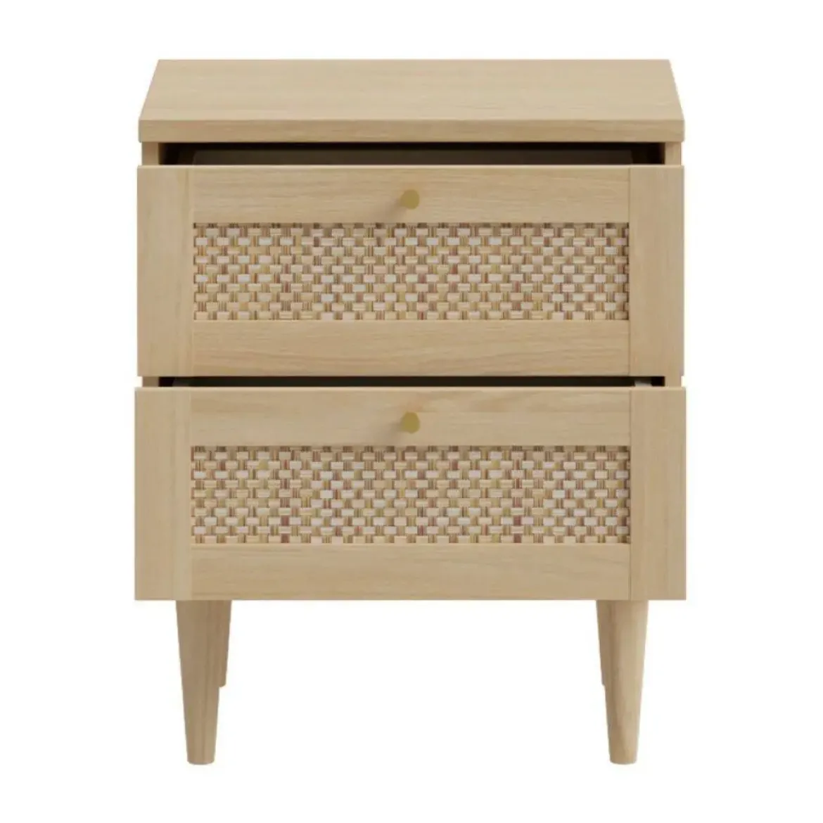 Mesita de Noche 2 Cajones en Roble Elegancia y Tecno Ratán CALASETTA CQSK111-D95D