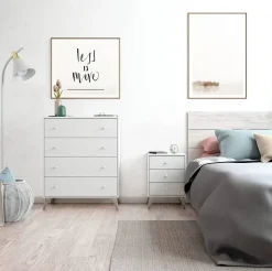 Mesita de noche color blanco artik de elegante melamina 007803A