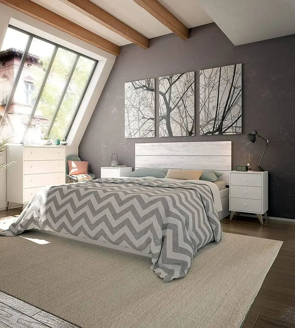 Mesita de noche color blanco artik de elegante melamina 007803A