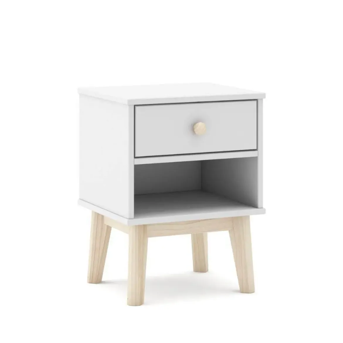 Mesita de Noche con Cajón color Blanco ESTEBAN