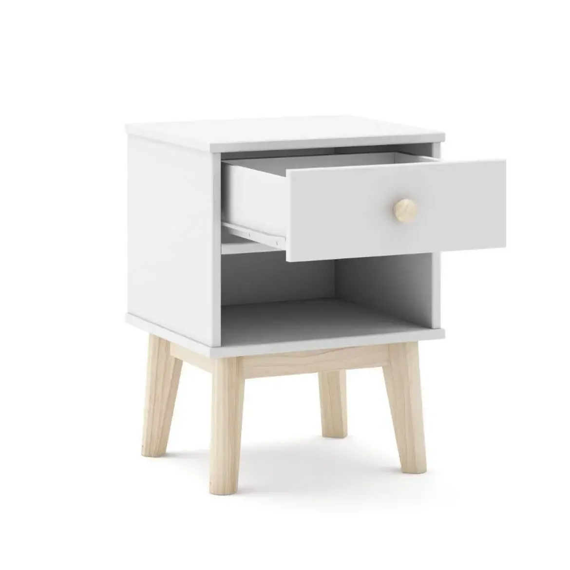 Mesita de Noche con Cajón color Blanco ESTEBAN