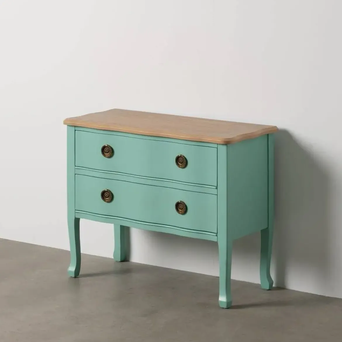 Mesita de Noche de Madera Turquesa con 2 Cajones 80 cm 613460