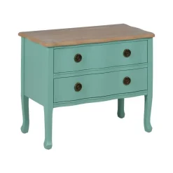 Mesita de Noche de Madera Turquesa con 2 Cajones 80 cm 613460
