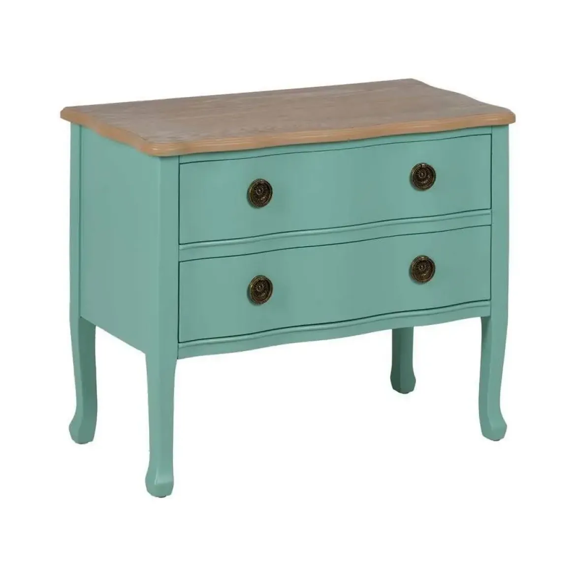 Mesita de Noche de Madera Turquesa con 2 Cajones 80 cm 613460