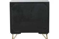Mesita de Noche de Madera y Metal con Diseño Mandala Negra MB-219960