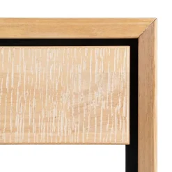 Mesita de Noche de Madera y Metal Natural-Negro con Cajón 615681