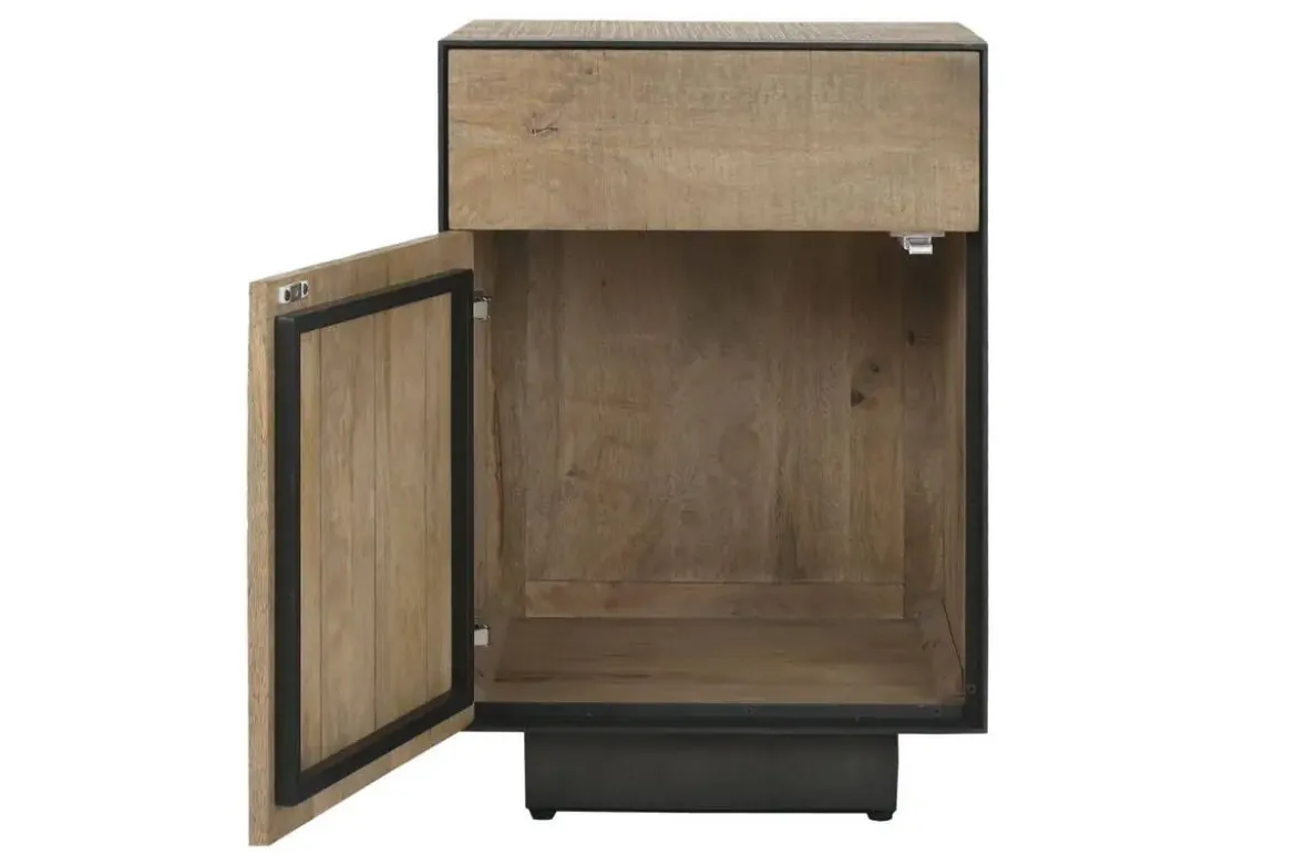 Mesita de Noche Industrial de Madera y Metal MB-221964