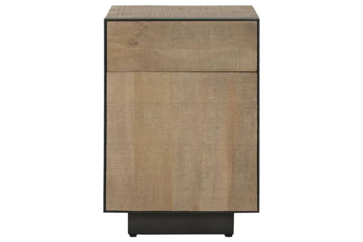 Mesita de Noche Industrial de Madera y Metal MB-221964