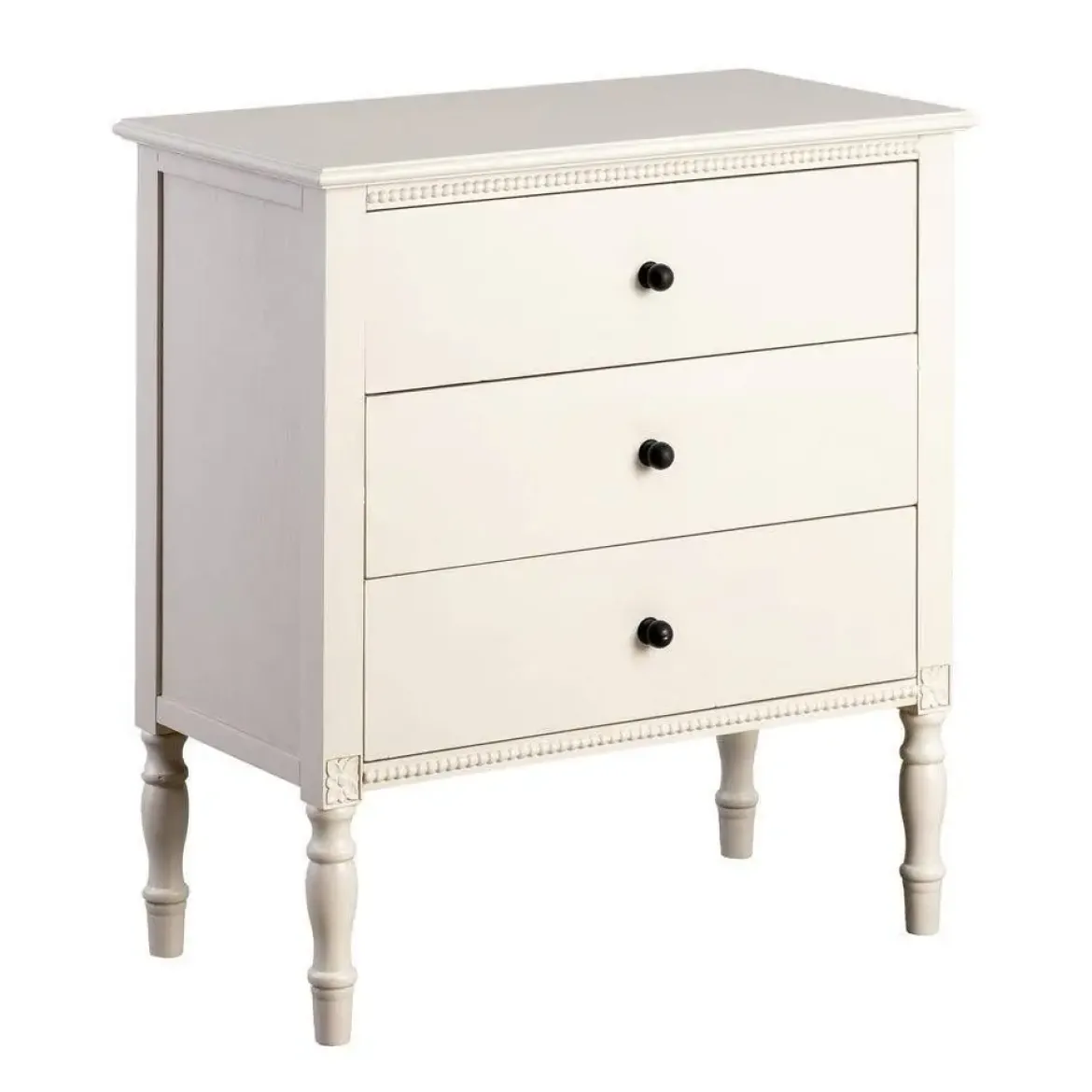 Mesita de Noche Madera de Pino Gris Claro con 3 Cajones 615279