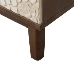 Mesita de Noche Tallada Blanco y Marrón con 3 Cajones 64 cm 613896