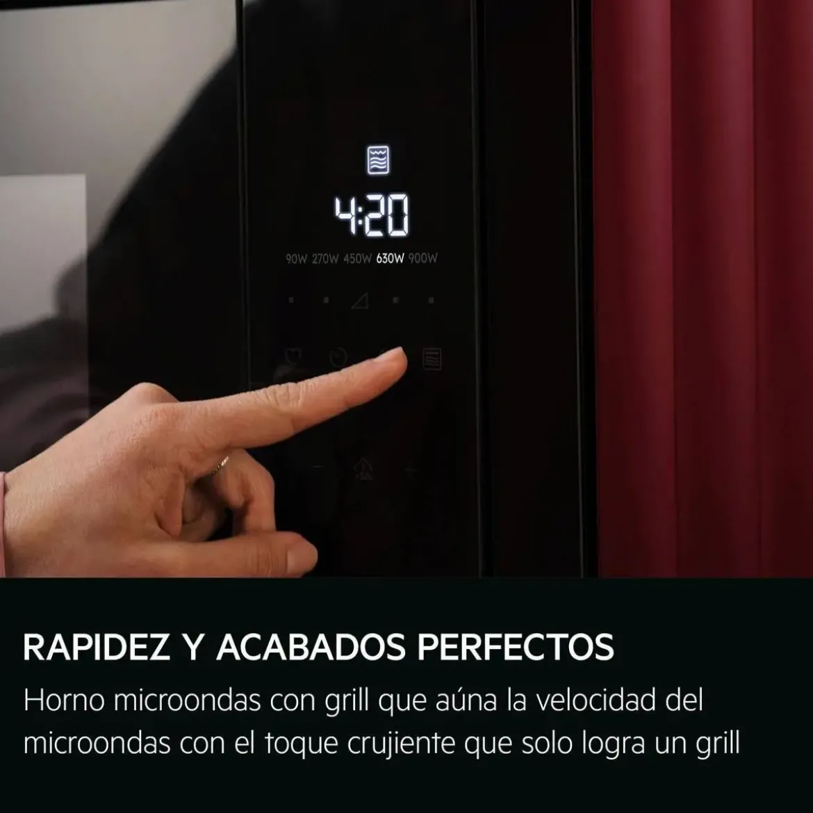 Microondas AEG OS5MG20EB 20L con Grill 1000W Cristal Negro Integrable