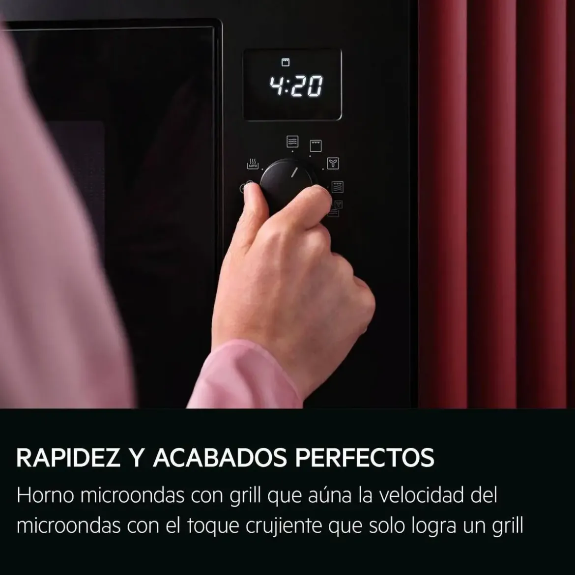 Microondas AEG OS5MG20EB 20L con Grill 1000W Cristal Negro Integrable