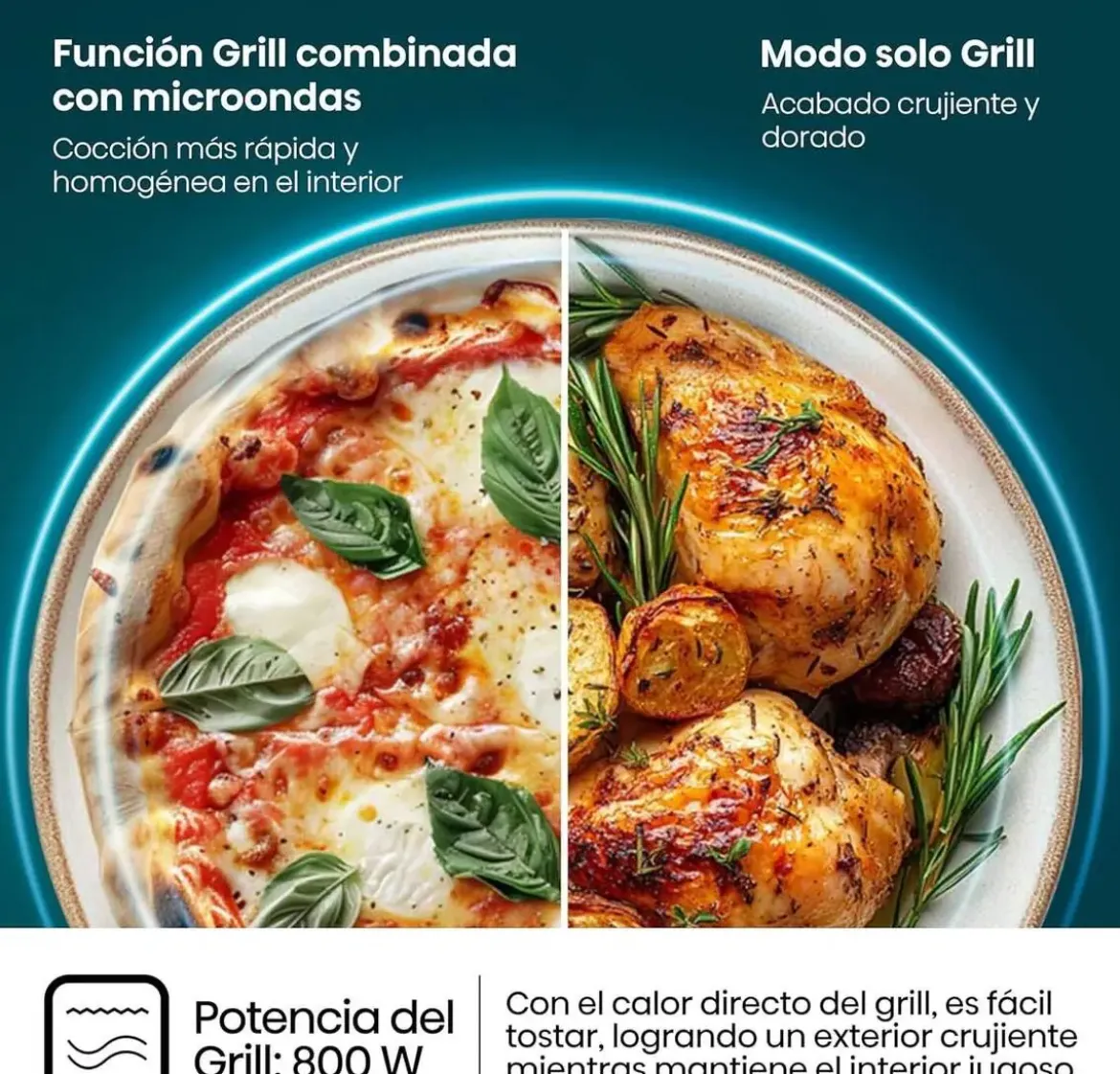Microondas Hisense H20MOBP1G 20L con Grill Negro 700W Compacto