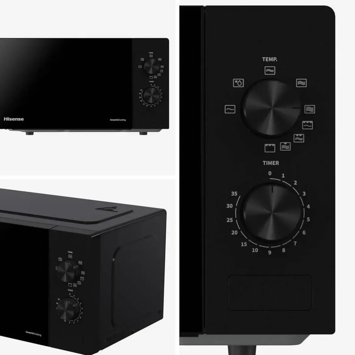 Microondas Hisense H20MOBP1G 20L con Grill Negro 700W Compacto