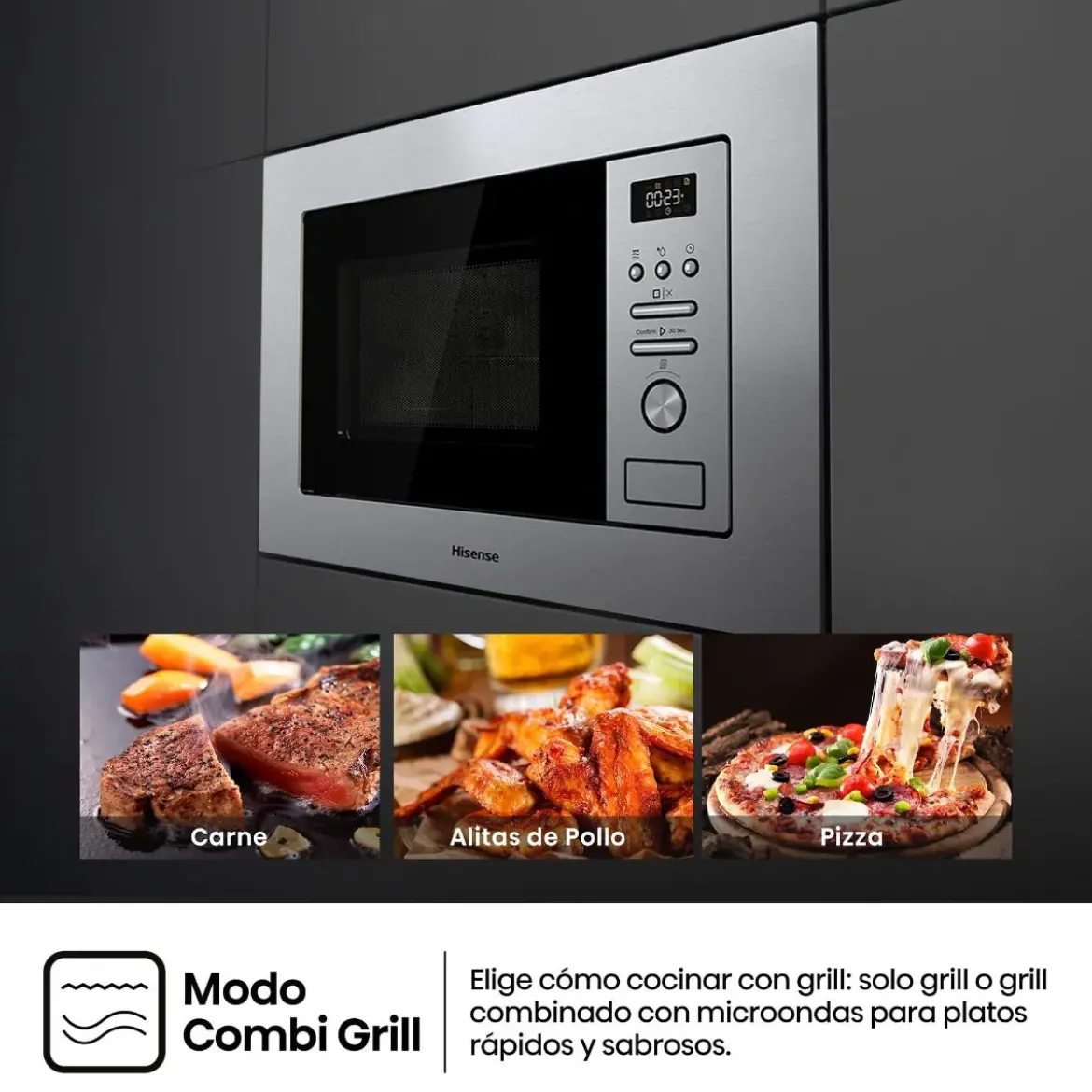 Microondas Hisense Integrable 20L Grill Inox BIM320G41X