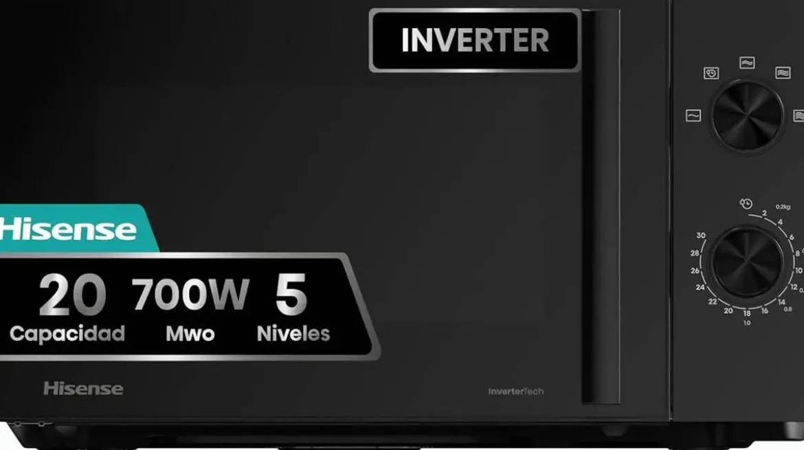Microondas Hisense 20L Negro con Tecnología Inverter H20MOBP1HI