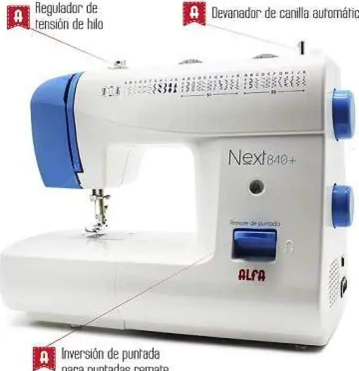 Máquina de Coser Alfa Next840+ 34 Diseños Prensatelas Doble Altura 8436016688352