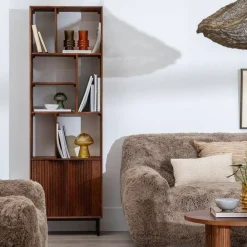 Mueble Alto de Madera de Mango con Huecos Asimétricos y 2 Puertas 60 cm 612719