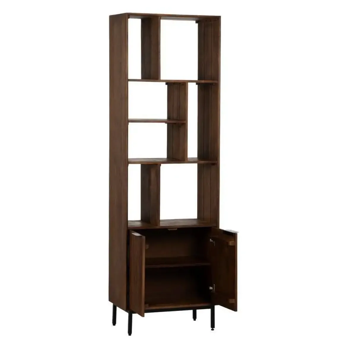 Mueble Alto de Madera de Mango con Huecos Asimétricos y 2 Puertas 60 cm 612719