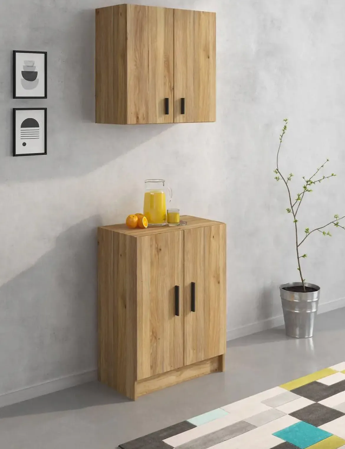 Mueble Alto de 2 Puertas de Cocina de Melamina AURA
