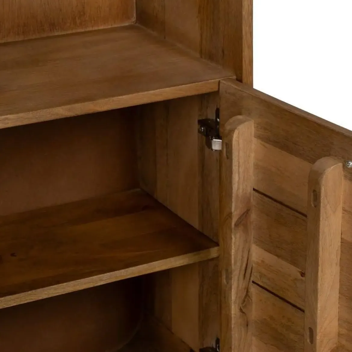 Mueble Alto Natural de Madera de Mango con Huecos y Puertas 60 cm 612708