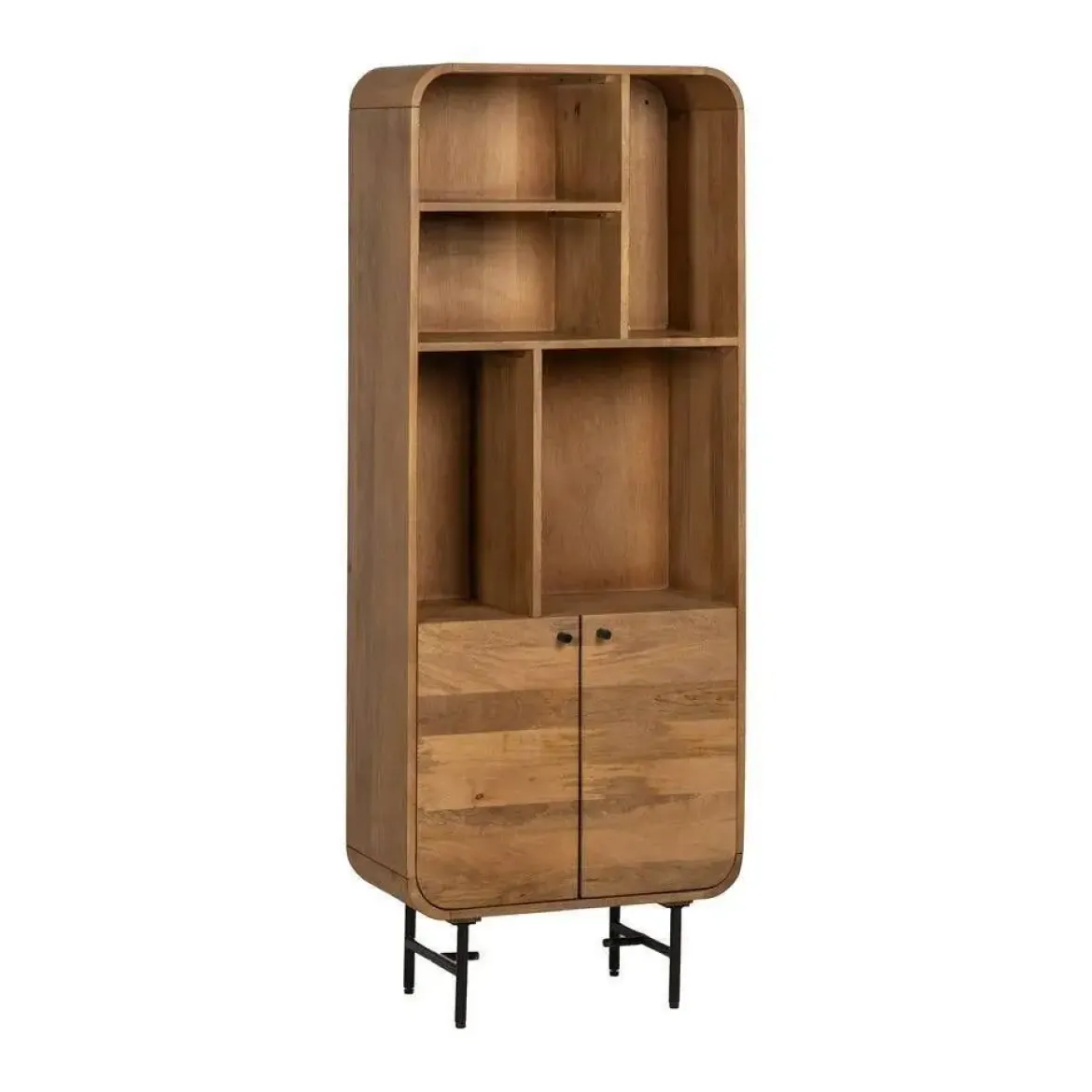 Mueble Alto Natural de Madera de Mango con Huecos y Puertas 60 cm 612708
