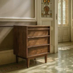 Mueble Auxiliar Estructura de Madera de Mango Marrón con 3 Cajones 615137