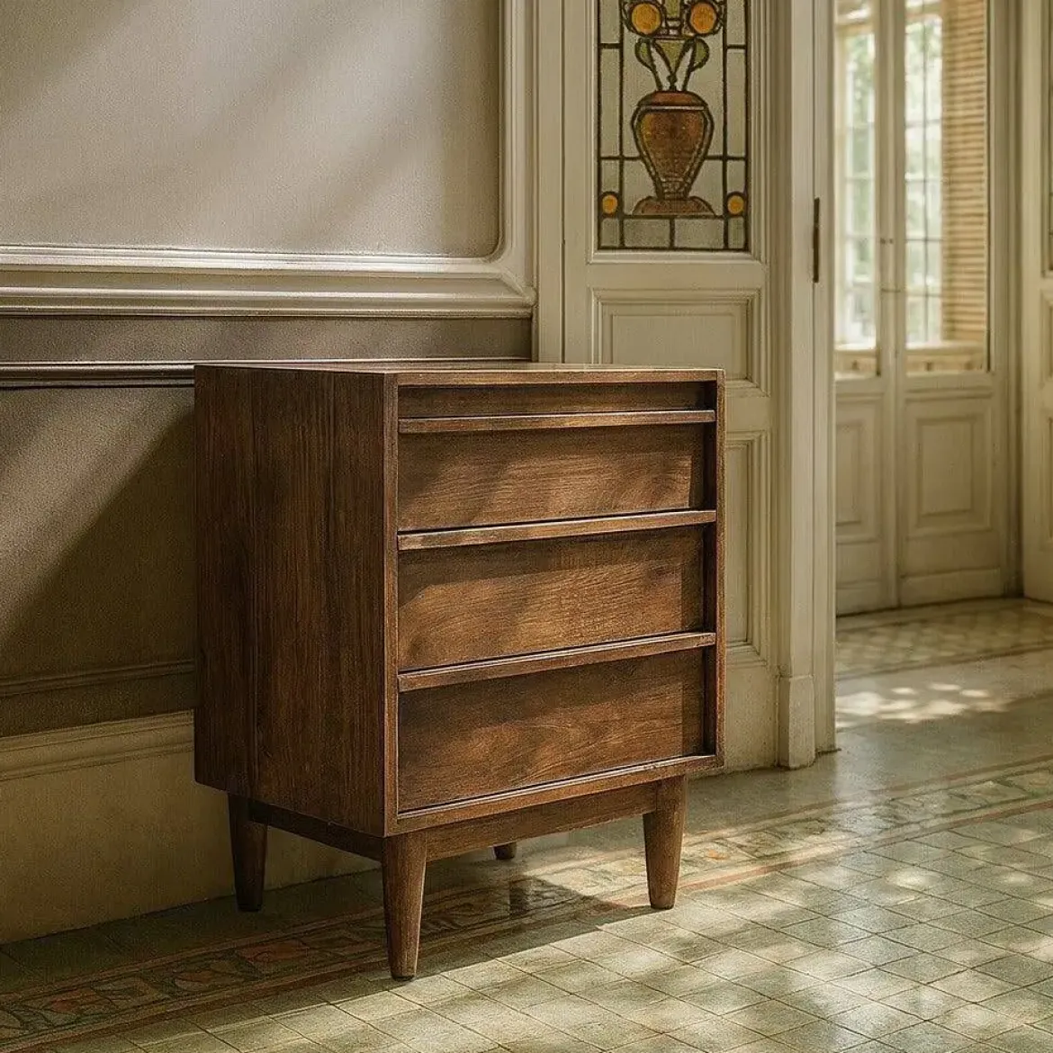 Mueble Auxiliar Estructura de Madera de Mango Marrón con 3 Cajones 615137