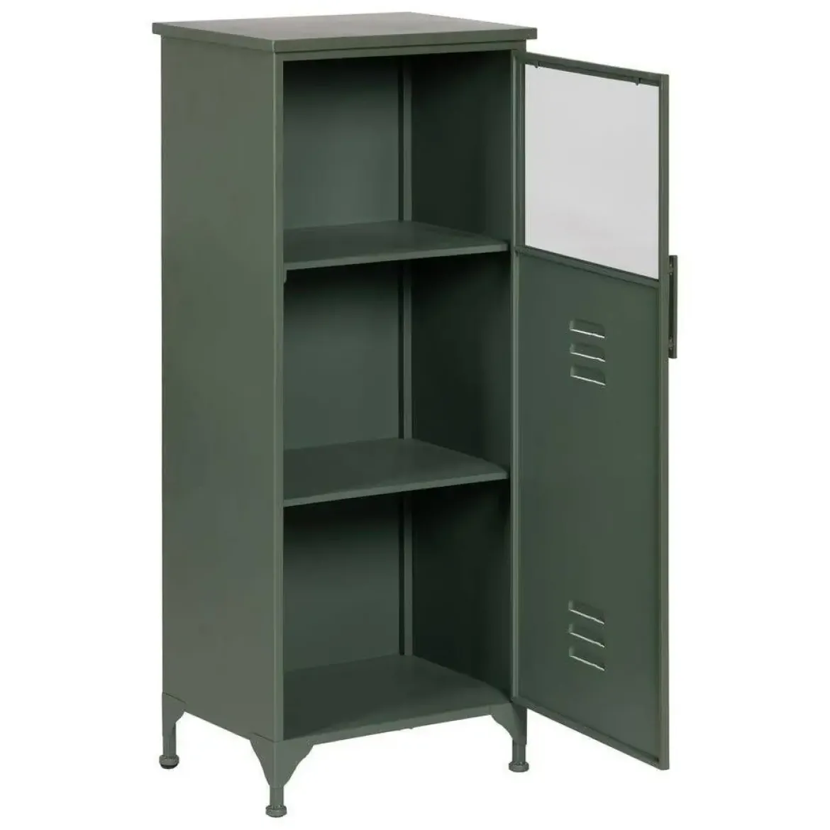 Mueble Auxiliar Verde Mental de Metal-Cristal 48x35x116 cm 611364