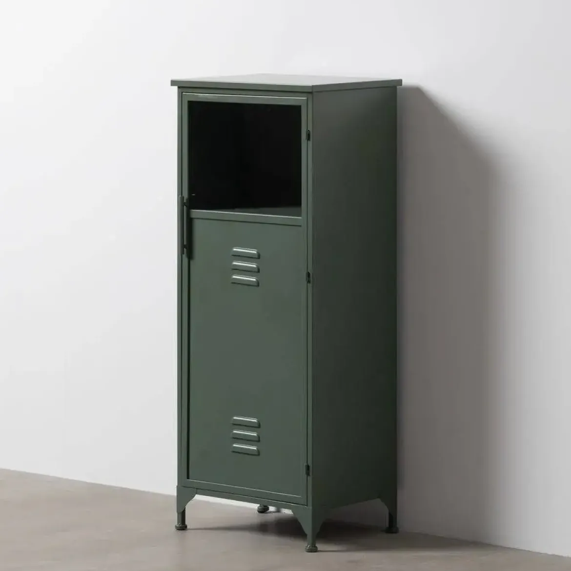 Mueble Auxiliar Verde Mental de Metal-Cristal 48x35x116 cm 611364