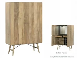 Mueble Bar de Madera de Acacia con Botellero 100x40x150 cm 35-213