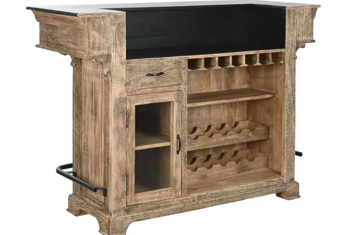 Mueble Bar de Madera de Mango y Metal Natural MB-208951