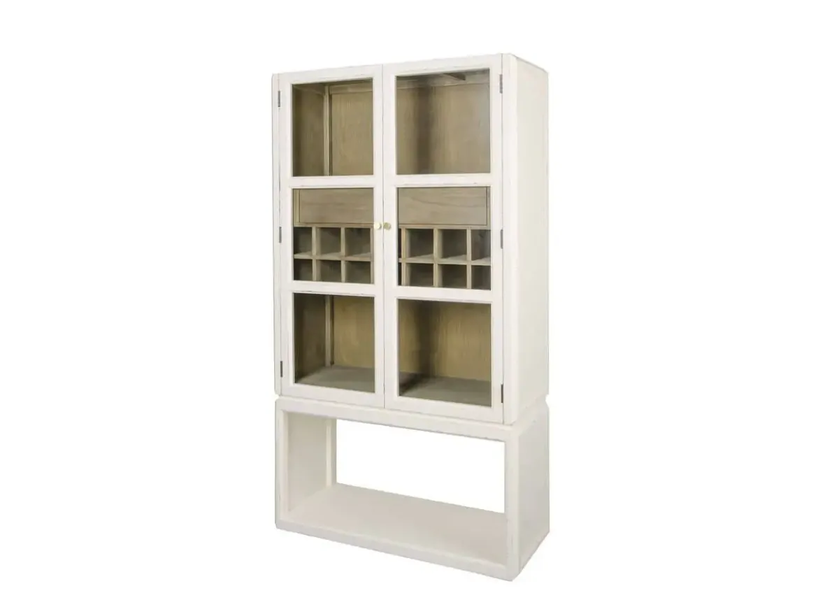 Mueble Bar de Olmo con Cristal y Botellero MB-228435