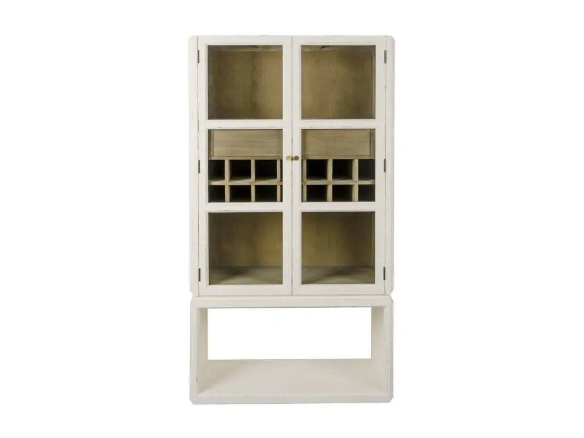 Mueble Bar de Olmo con Cristal y Botellero MB-228435