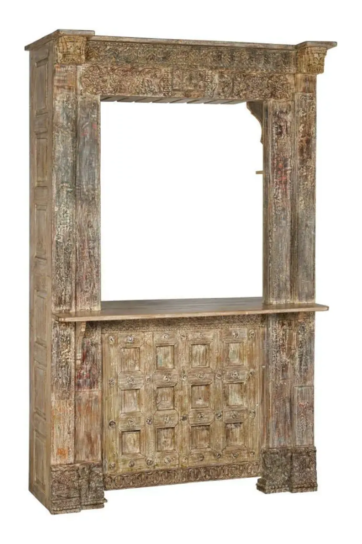 Mueble Bar de Teca Tallada Natural MB-217957