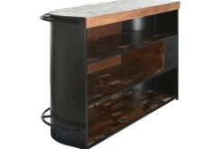 Mueble Bar Industrial de Metal y Madera Negro MB-215110