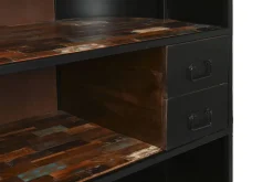 Mueble Bar Industrial de Metal y Madera Negro MB-215110