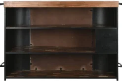 Mueble Bar Industrial de Metal y Madera Negro MB-215110
