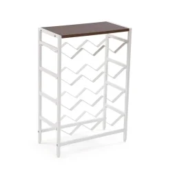 Mueble Botellero 12 Botellas de Madera MDF-Metal Blanco 21300086