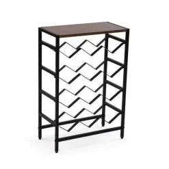 Mueble Botellero 12 Botellas de Madera MDF-Metal Negro 21300085