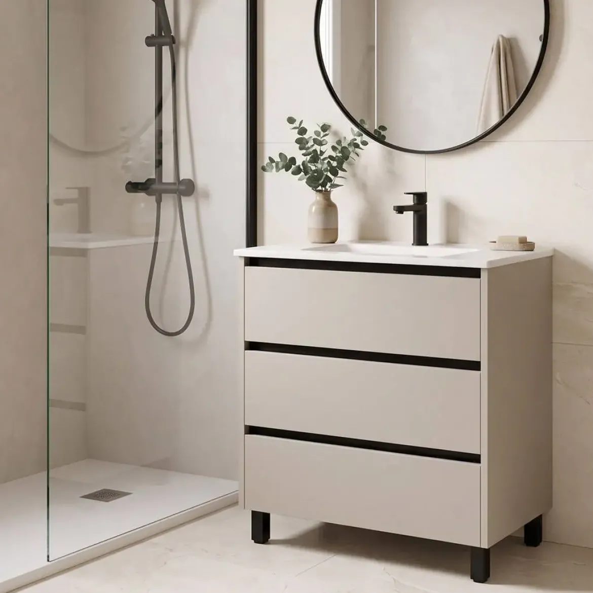 Mueble de Baño de 60 cm con 3 Cajones FAMILY TECH